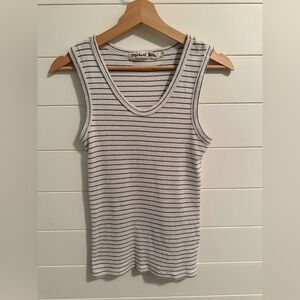 Michael Stars Navy & White Striped Shimmer Tank Top Size Small